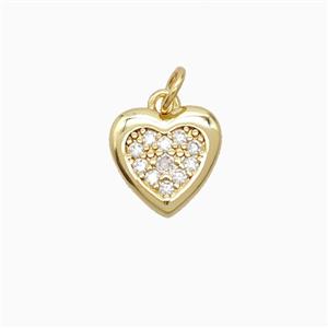 Copper Heart Pendant Pave Zirconia Gold Plated, approx 12mm