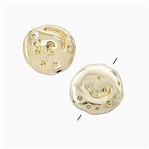 Copper Beads Hammered Gold Plated, approx 12-13mm