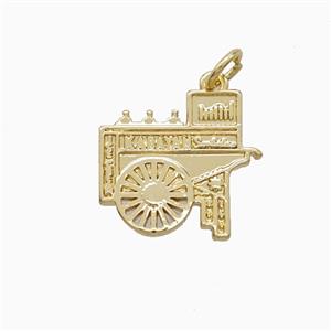 Hand Wheelbarrow Charms Copper Pendant Gold Plated, approx 15-16mm