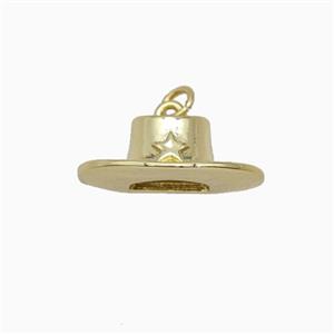 Cowboy Star Hat Charms Copper Pendant Gold Plated, approx 8-21mm