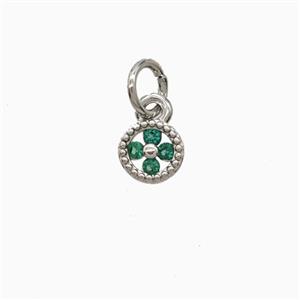 Copper Flower Pendant Pave Zirconia Platinum Plated, approx 5.5mm
