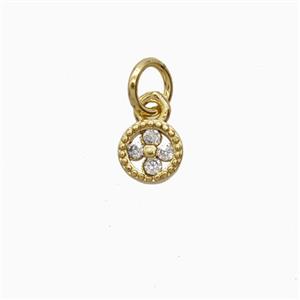 Copper Flower Pendant Pave Zirconia Gold Plated, approx 5.5mm
