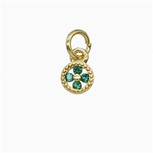 Copper Flower Pendant Pave Zirconia Gold Plated, approx 5.5mm