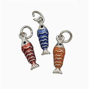 Copper Fish Pendant Painted Platinum Plated Mixed, approx 4.5-12mm