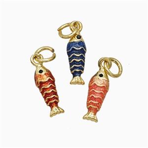 Copper Fish Pendant Painted Gold Plated Mixed, approx 4.5-12mm