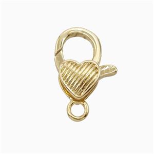 Copper Lobster Clasp Heart Gold Plated, approx 12-15mm