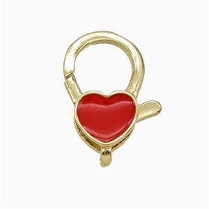 Copper Lobster Clasp Heart Enamel Gold Plated, approx 13-20mm