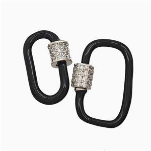 Copper Carabiner Clasp Pave Zirconia Black Enamel Platinum Plated, approx 13-24mm