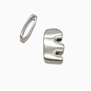 Copper Letter-E Beads Flat Hole Platinum Plated, approx 8-14mm, 1.6-10mm hole