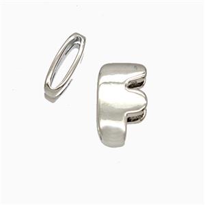 Copper Letter-F Beads Flat Hole Platinum Plated, approx 8-14mm, 1.6-10mm hole