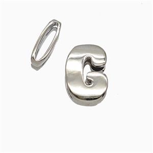 Copper Letter-G Beads Flat Hole Platinum Plated, approx 8-14mm, 1.6-10mm hole