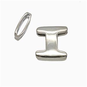 Copper Letter-I Beads Flat Hole Platinum Plated, approx 8-14mm, 1.6-10mm hole