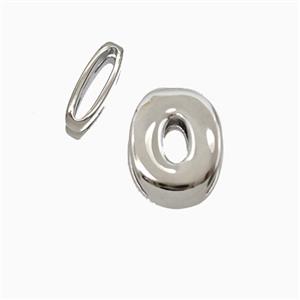 Copper Letter-O Beads Flat Hole Platinum Plated, approx 8-14mm, 1.6-10mm hole