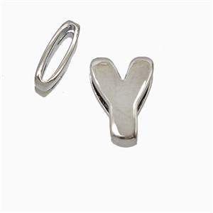 Copper Letter-Y Beads Flat Hole Platinum Plated, approx 8-14mm, 1.6-10mm hole