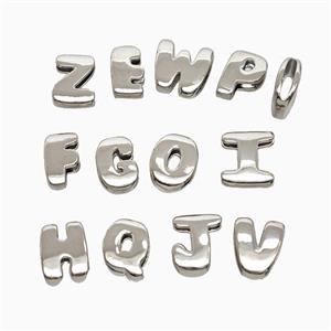 Copper Alphabet Beads Flat Hole Platinum Plated Mixed Letters, approx 8-14mm, 1.6-10mm hole