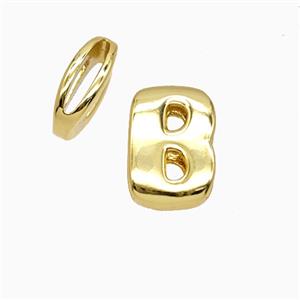 Copper Letter-B Beads Flat Hole Gold Plated, approx 8-14mm, 1.6-10mm hole