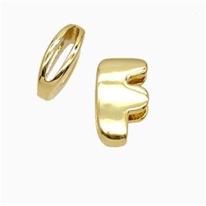 Copper Letter-F Beads Flat Hole Gold Plated, approx 8-14mm, 1.6-10mm hole