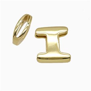Copper Letter-I Beads Flat Hole Gold Plated, approx 8-14mm, 1.6-10mm hole