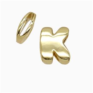 Copper Letter-K Beads Flat Hole Gold Plated, approx 8-14mm, 1.6-10mm hole