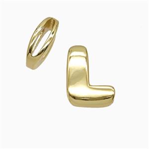 Copper Letter-L Beads Flat Hole Gold Plated, approx 8-14mm, 1.6-10mm hole