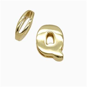 Copper Letter-Q Beads Flat Hole Gold Plated, approx 8-14mm, 1.6-10mm hole
