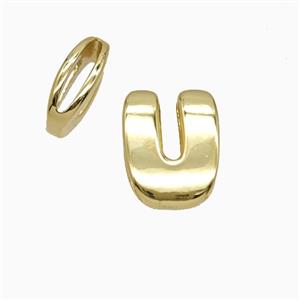 Copper Letter-U Beads Flat Hole Gold Plated, approx 8-14mm, 1.6-10mm hole