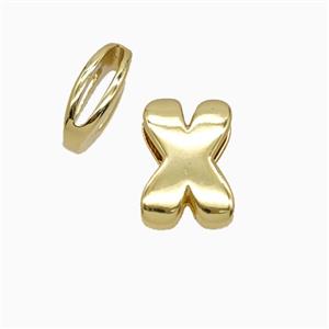 Copper Letter-X Beads Flat Hole Gold Plated, approx 8-14mm, 1.6-10mm hole
