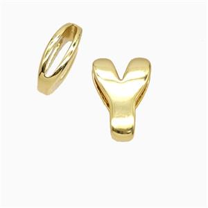 Copper Letter-Y Beads Flat Hole Gold Plated, approx 8-14mm, 1.6-10mm hole