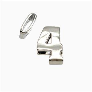 Copper Number-4 Beads Flat Hole Platinum Plated, approx 5-14mm, 1.6-10mm hole