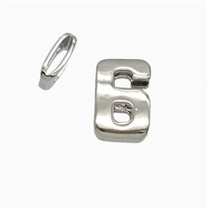 Copper Number-6 Beads Flat Hole Platinum Plated, approx 5-14mm, 1.6-10mm hole