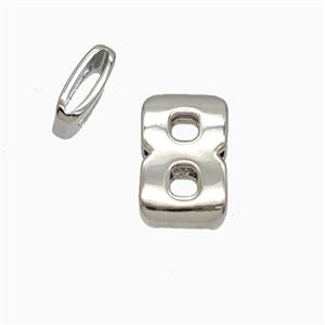 Copper Number-8 Beads Flat Hole Platinum Plated, approx 5-14mm, 1.6-10mm hole