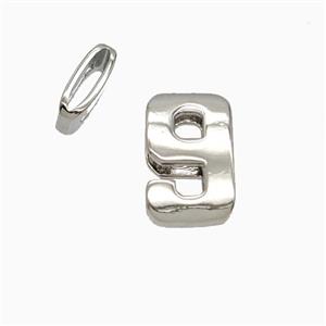 Copper Number-9 Beads Flat Hole Platinum Plated, approx 5-14mm, 1.6-10mm hole