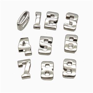 Copper Numbers Beads Flat Hole Platinum Plated Mixed, approx 5-14mm, 1.6-10mm hole
