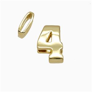 Copper Number-4 Beads Flat Hole Gold Plated, approx 5-14mm, 1.6-10mm hole