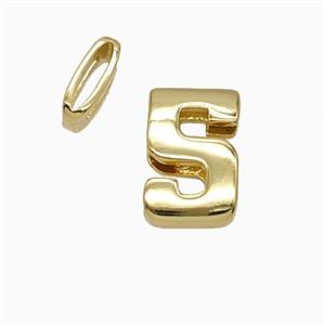 Copper Number-5 Beads Flat Hole Gold Plated, approx 5-14mm, 1.6-10mm hole