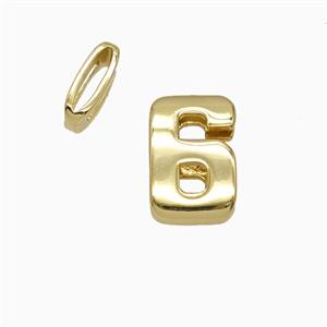 Copper Number-6 Beads Flat Hole Gold Plated, approx 5-14mm, 1.6-10mm hole