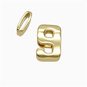 Copper Number-9 Beads Flat Hole Gold Plated, approx 5-14mm, 1.6-10mm hole