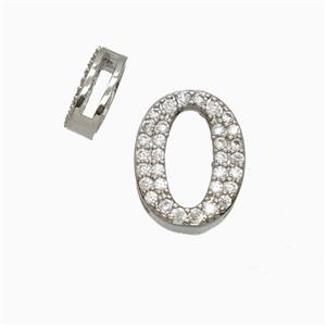 Copper Number-0 Beads Pave Zirconia Flat Hole Platinum Plated, approx 7-14mm, 1.6-10mm hole