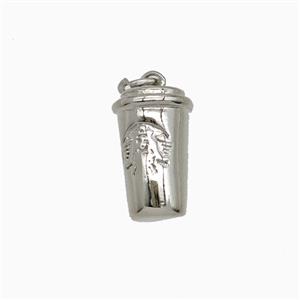 Copper Bottle Pendant Drink Cup Platinum Plated, approx 9-14mm