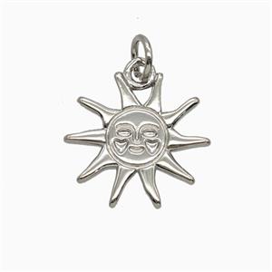 Copper Sun Pendant Platinum Plated, approx 16mm