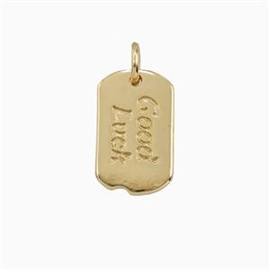 Copper GoodLuck Pendant Rectangle Gold Plated, approx 9-15mm