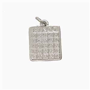 Copper Bingo Pendant Games Platinum Plated, approx 12.5-15mm
