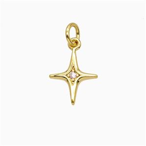 Copper NorthStar Pendant Pave Zirconia Gold Plated, approx 10-12mm