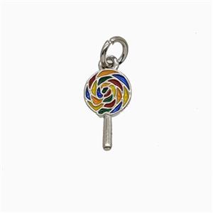 Copper Lollipop Pendant Enamel Platinum Plated, approx 7-13mm