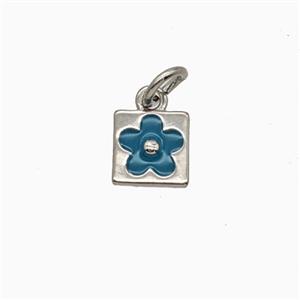 Copper Flower Pendant Enamel Platinum Plated, approx 7mm