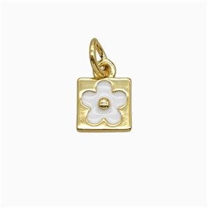 Copper Flower Pendant Enamel Gold Plated, approx 7mm