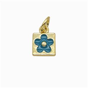 Copper Flower Pendant Enamel Gold Plated, approx 7mm