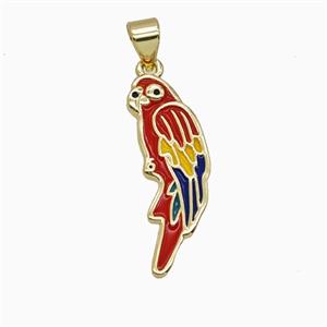 Copper Parrot Pendant Birds Enamel Gold Plated, approx 8-25mm