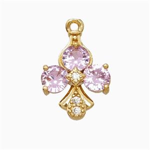 ACE of Clubs Copper Pendant Pave Crystal Glass Gold Plated, approx 12-16mm