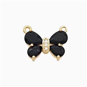 Copper Butterfly Pendant Pave Crystal Glass 2loops Gold Plated, approx 11-15mm